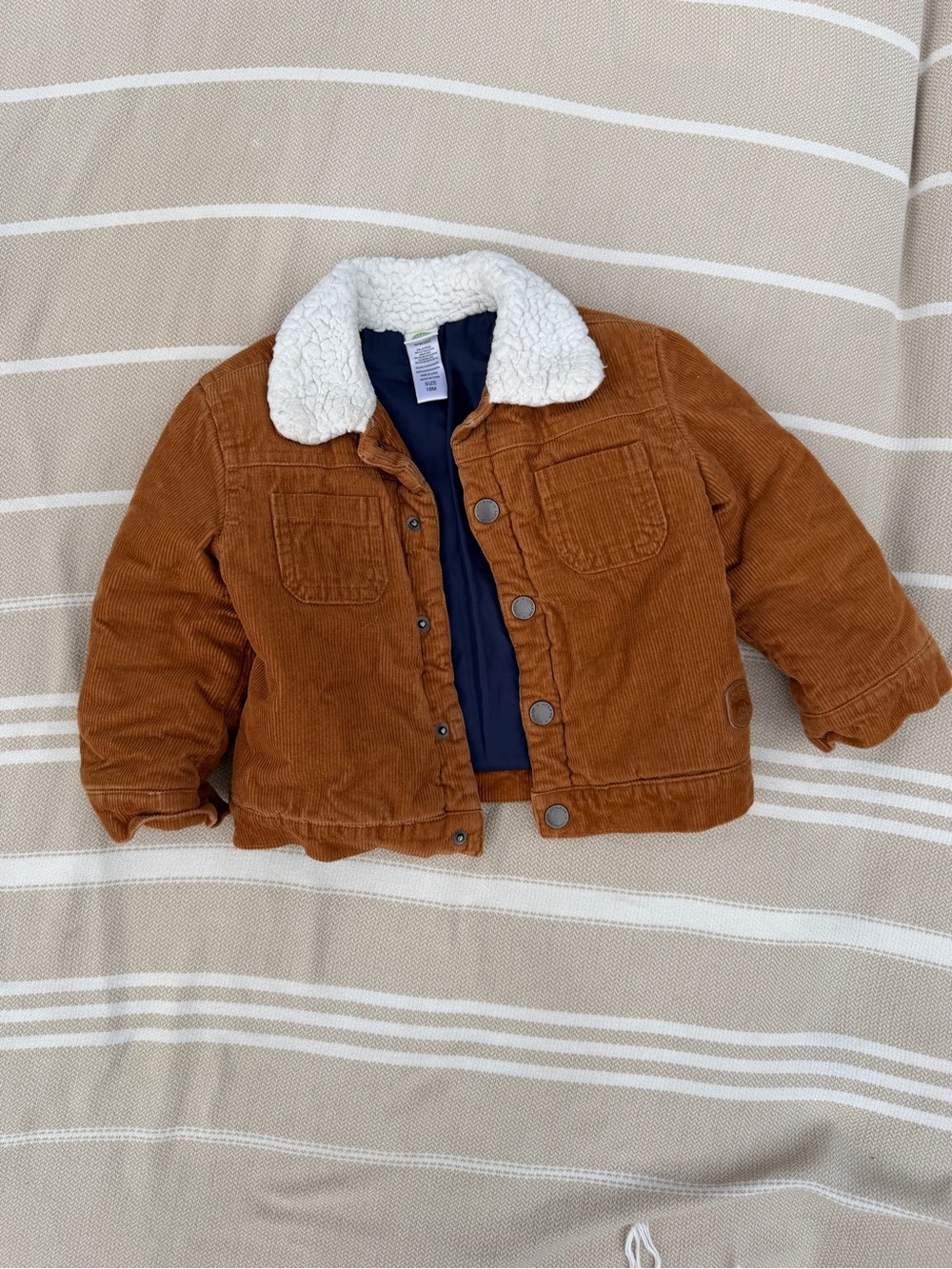 Little Me Brown Corduroy Jacket with White Sherpa Collar